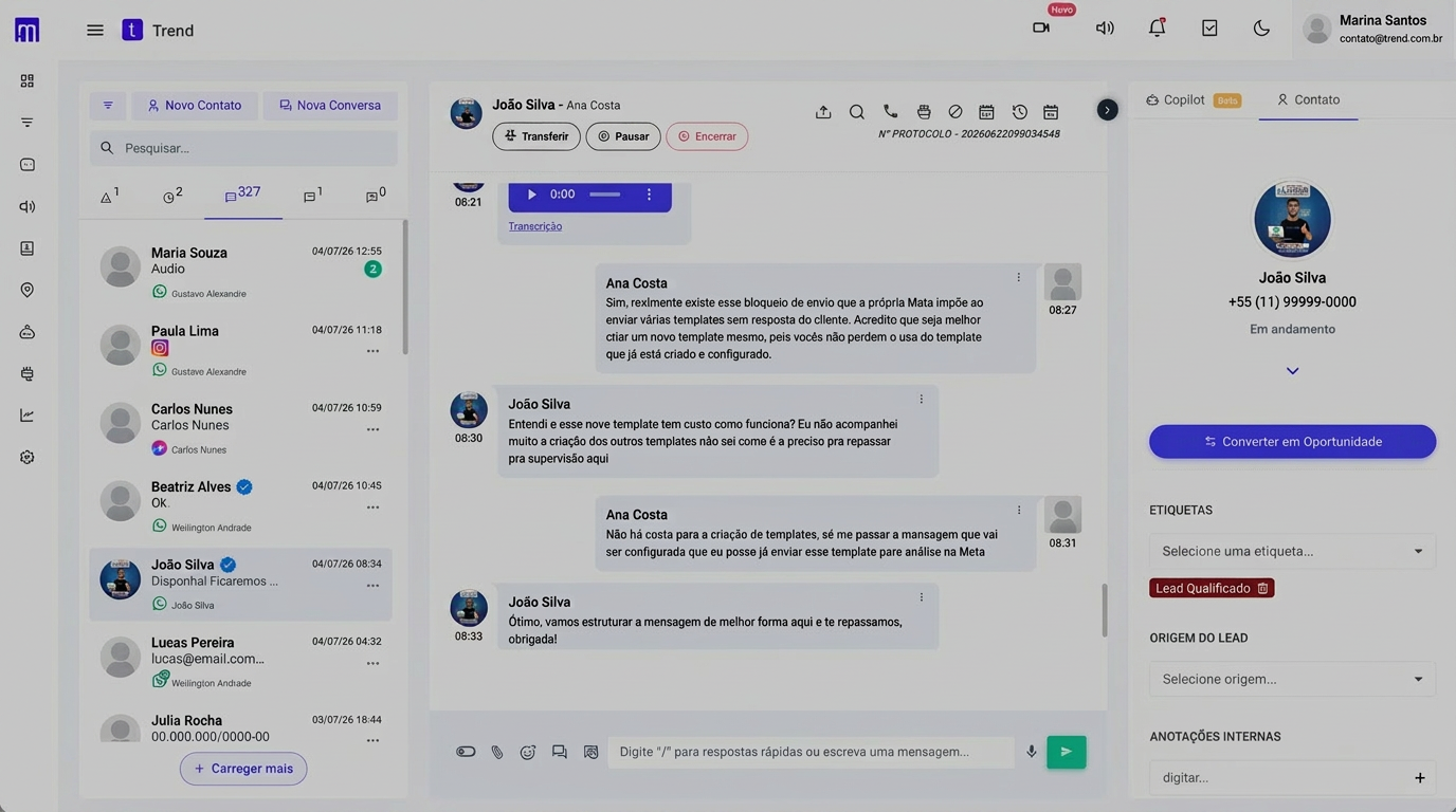 Central de atendimento da Trend